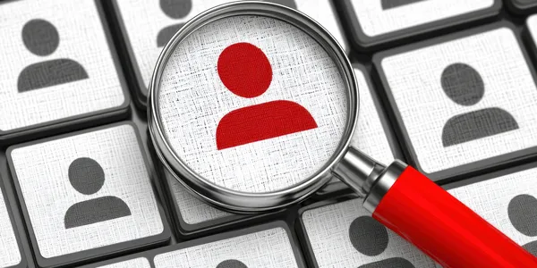 magnifying-glass-focusing-red-profile-icon-many-gray-ones-recruitment-selection-finding-right-candidate-concept